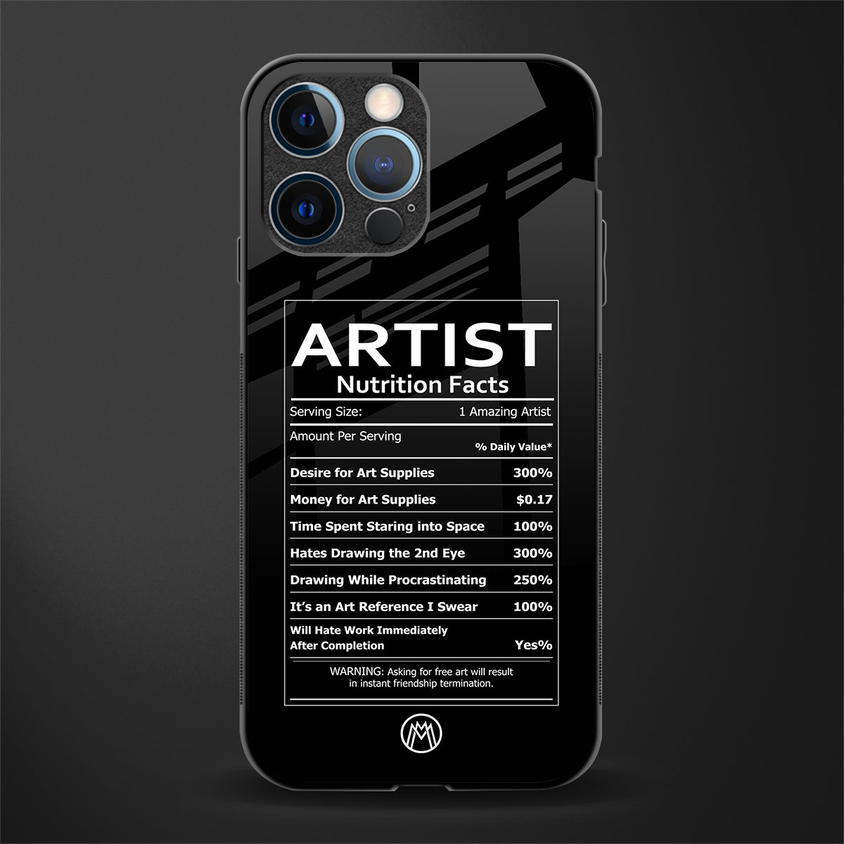 artist nutrition facts glass case for iphone 12 pro image
