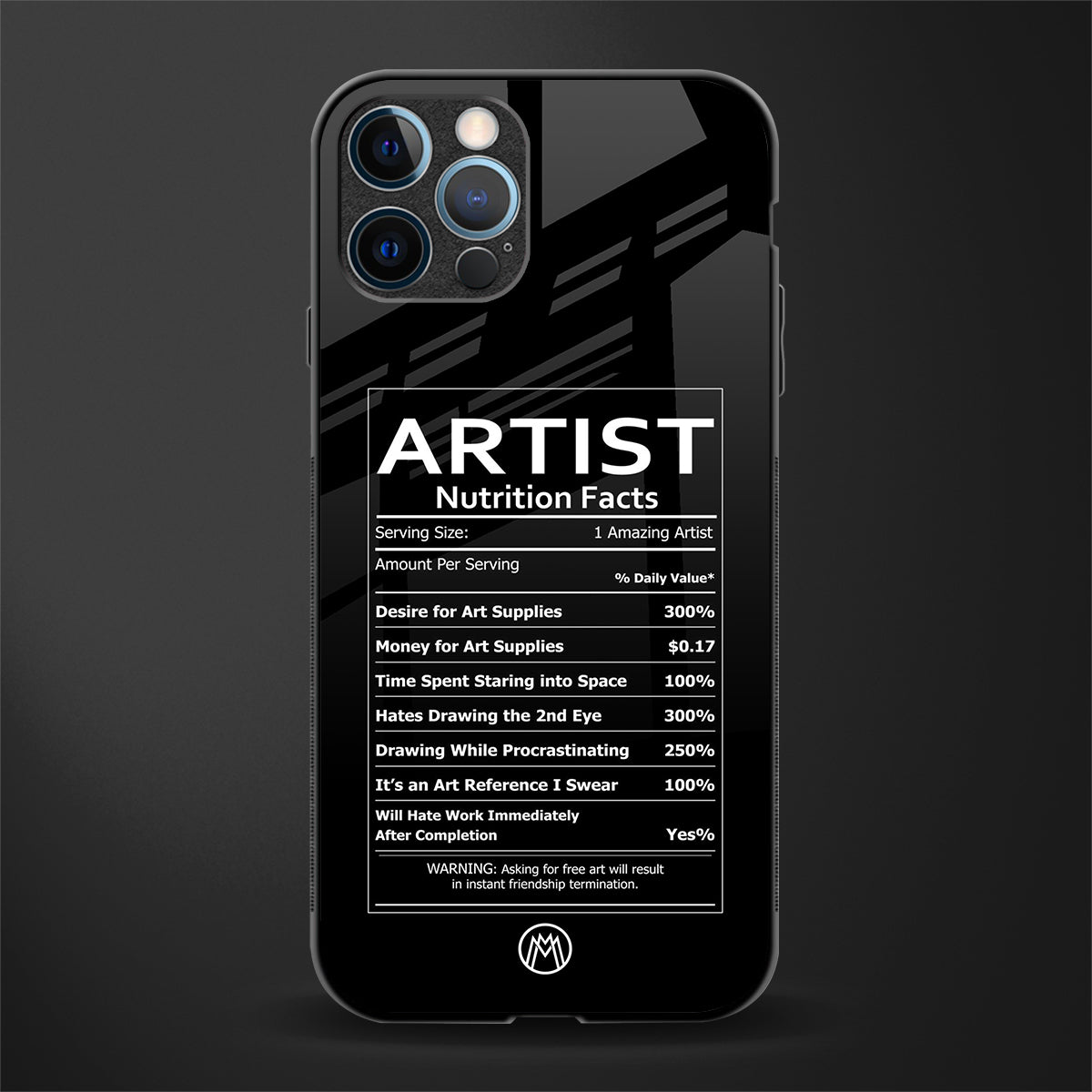 artist nutrition facts glass case for iphone 12 pro max image