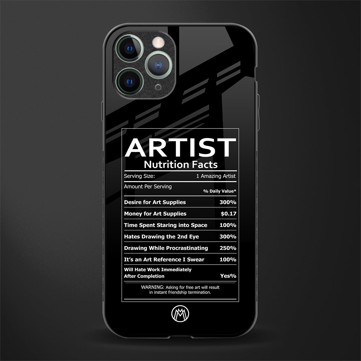 artist nutrition facts glass case for iphone 11 pro max image