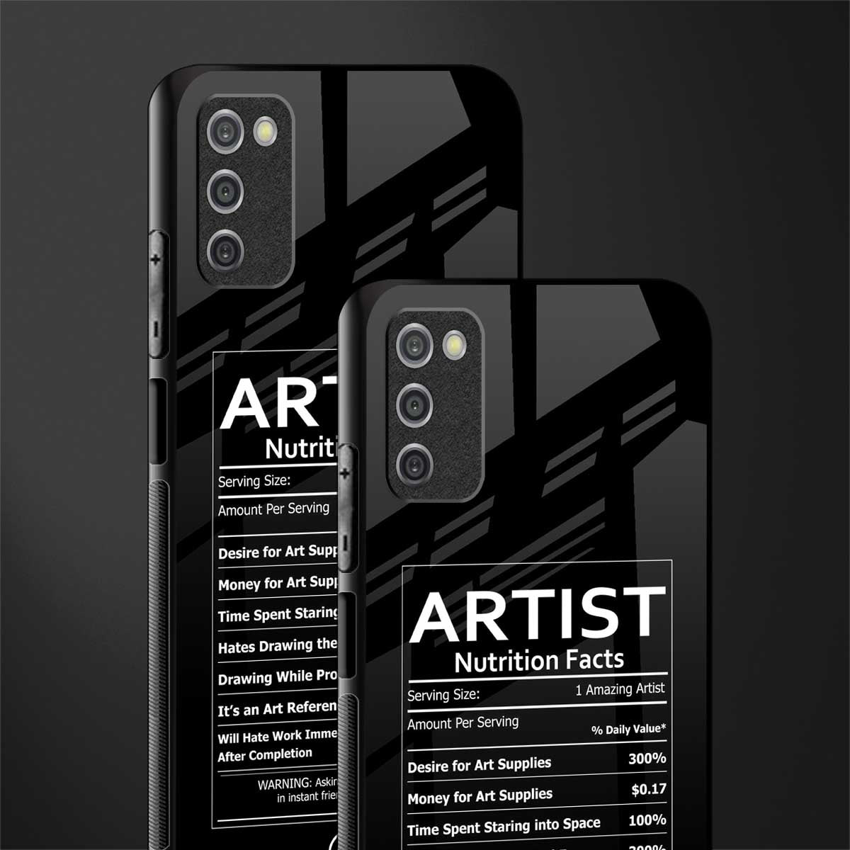 artist nutrition facts glass case for samsung galaxy a03s image-2
