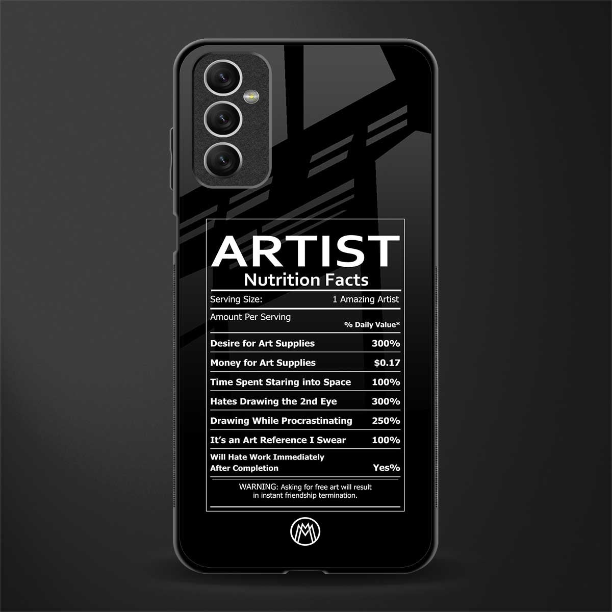 artist nutrition facts glass case for samsung galaxy m52 5g image