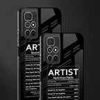 artist nutrition facts glass case for redmi 10 prime image-2