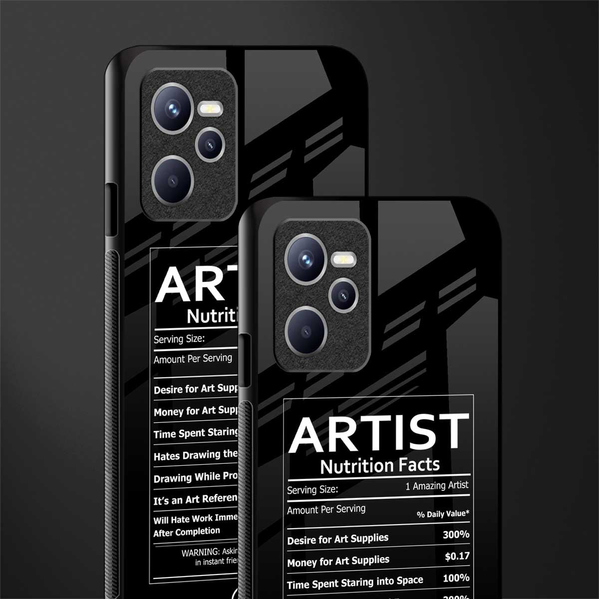artist nutrition facts glass case for realme c35 image-2