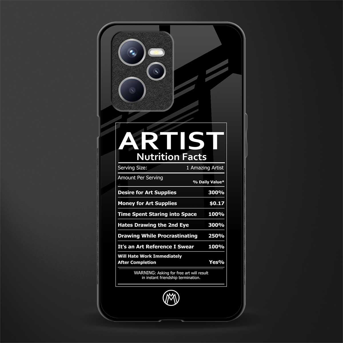artist nutrition facts glass case for realme c35 image