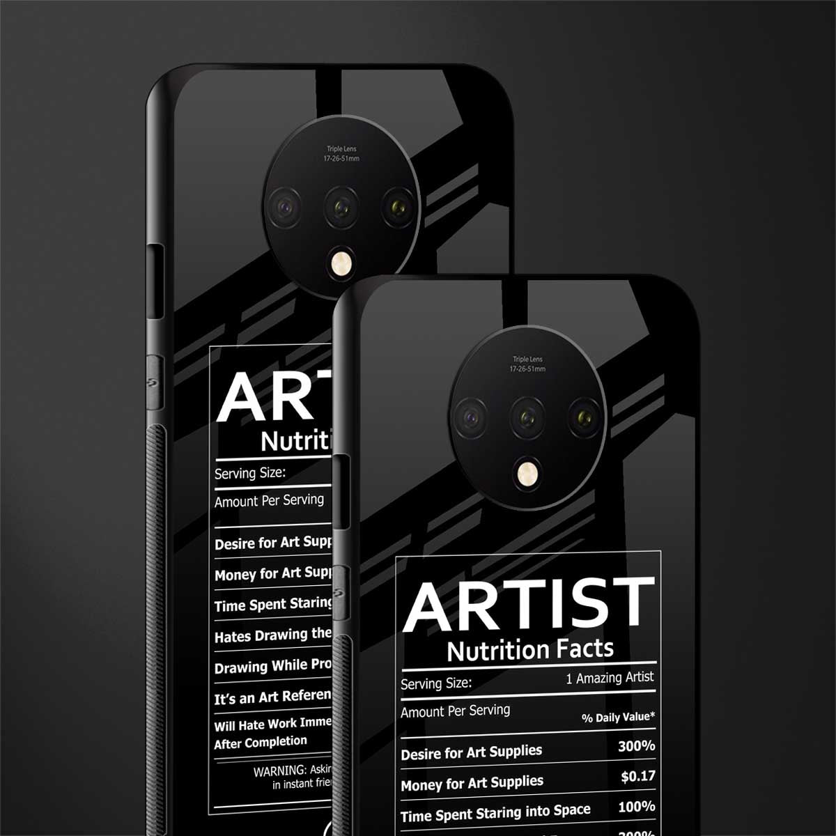 artist nutrition facts glass case for oneplus 7t image-2