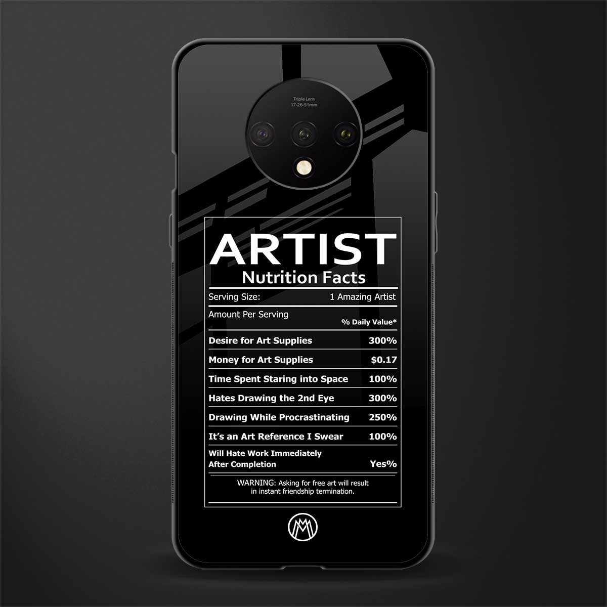 artist nutrition facts glass case for oneplus 7t image