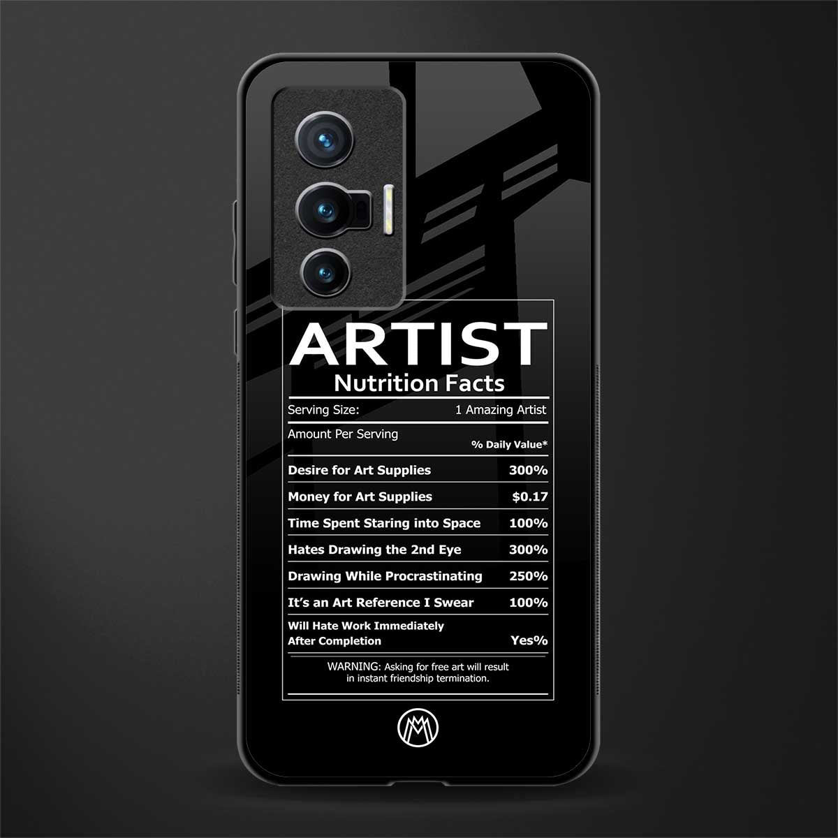 artist nutrition facts glass case for vivo x70 image