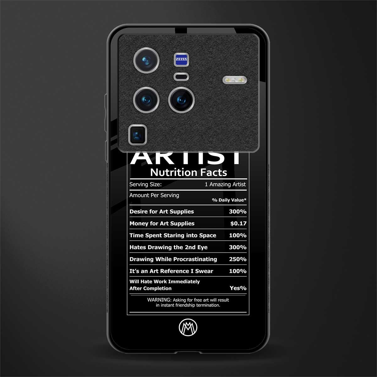 artist nutrition facts glass case for vivo x80 pro 5g image