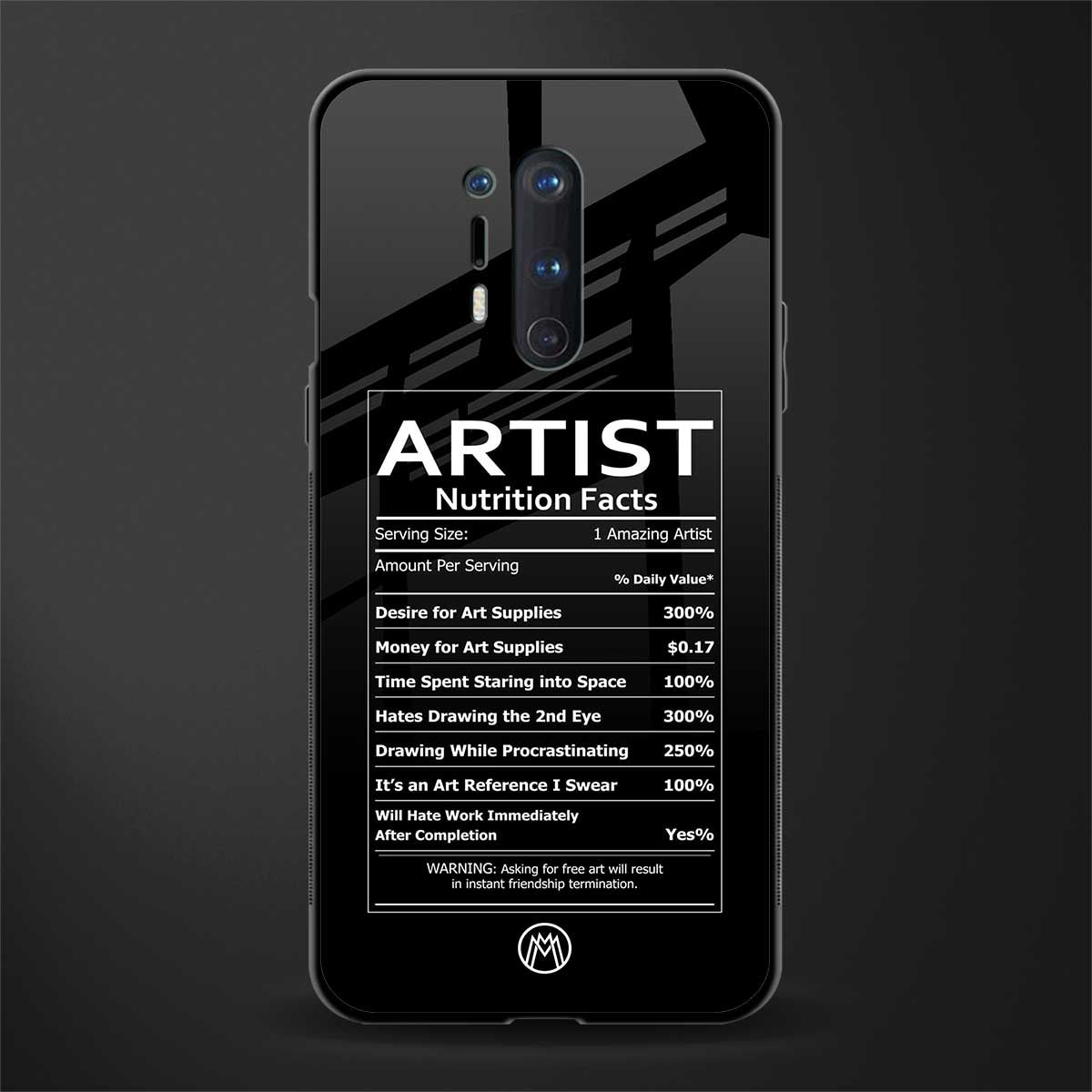 artist nutrition facts glass case for oneplus 8 pro image