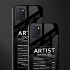 artist nutrition facts glass case for samsung a81 image-2