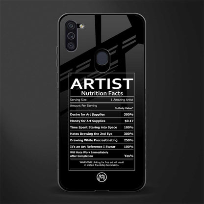 artist nutrition facts glass case for samsung galaxy m11 image