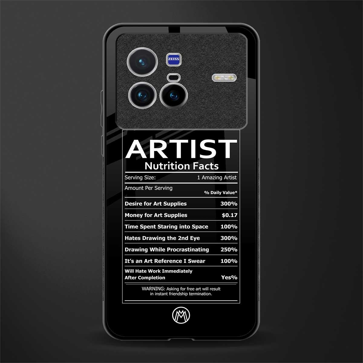 artist nutrition facts glass case for vivo x80 image