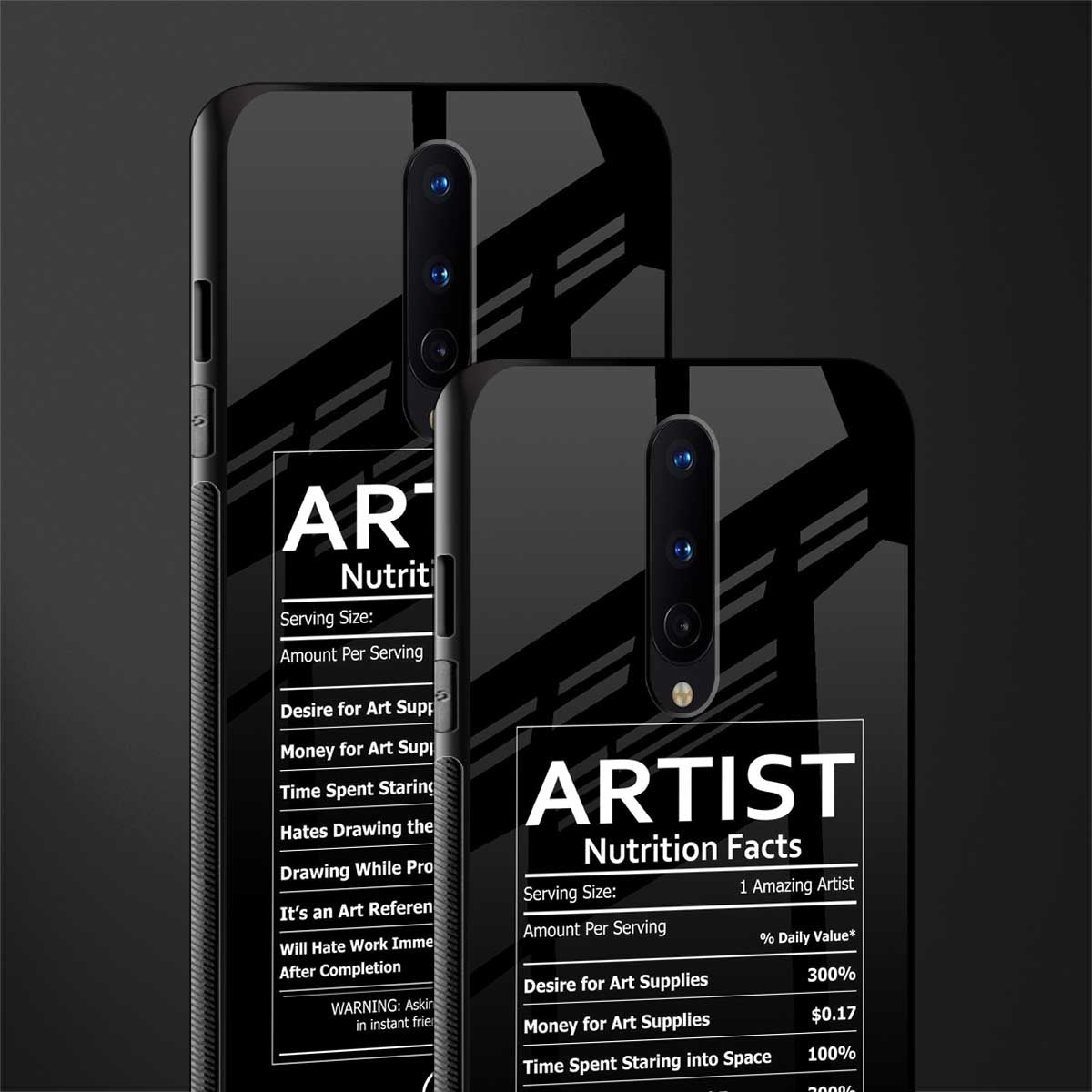 artist nutrition facts glass case for oneplus 8 image-2