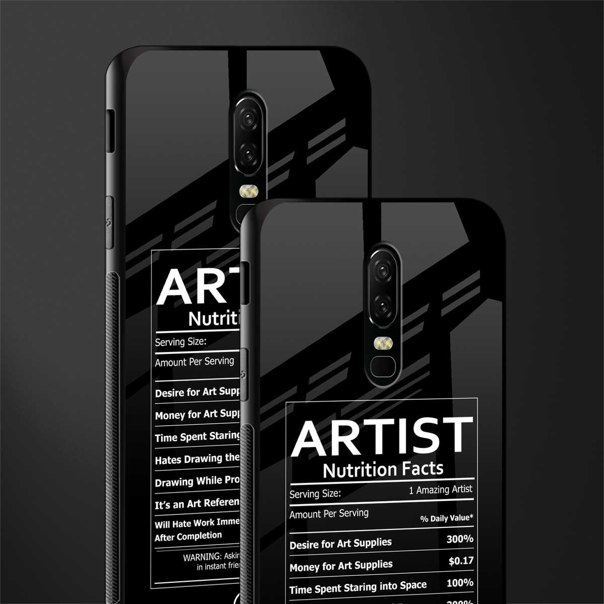 artist nutrition facts glass case for oneplus 6 image-2