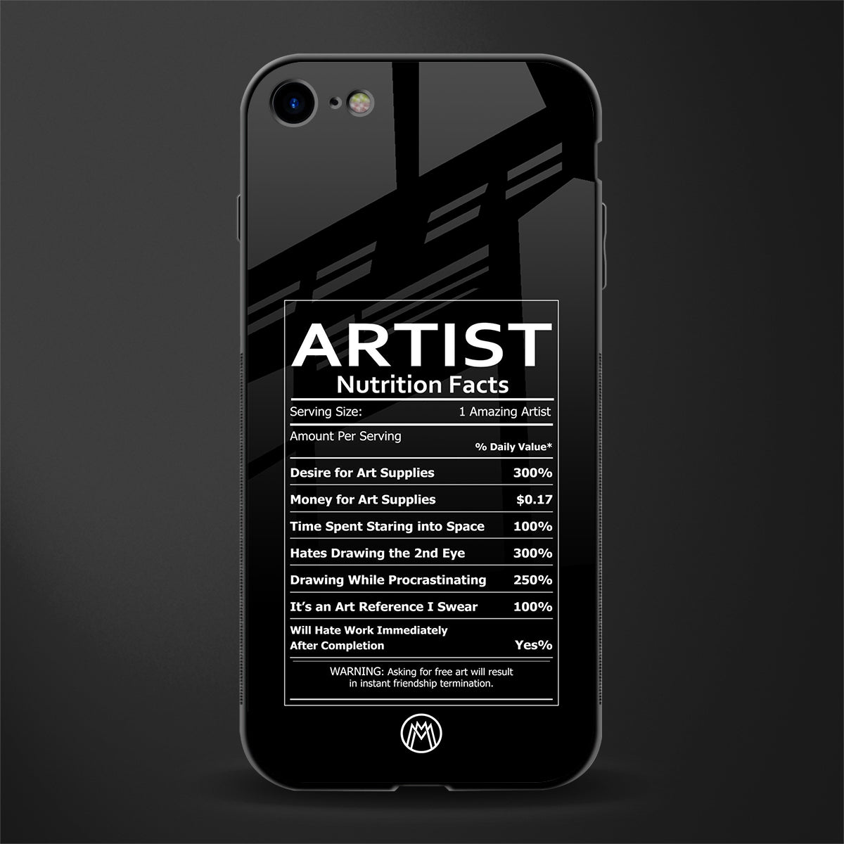 artist nutrition facts glass case for iphone 8 image
