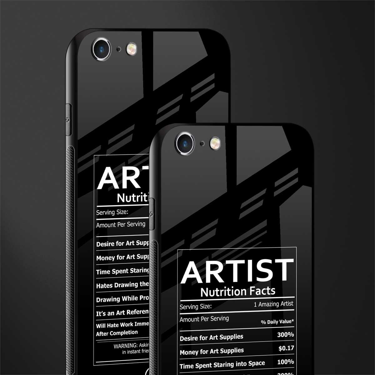artist nutrition facts glass case for iphone 6s image-2