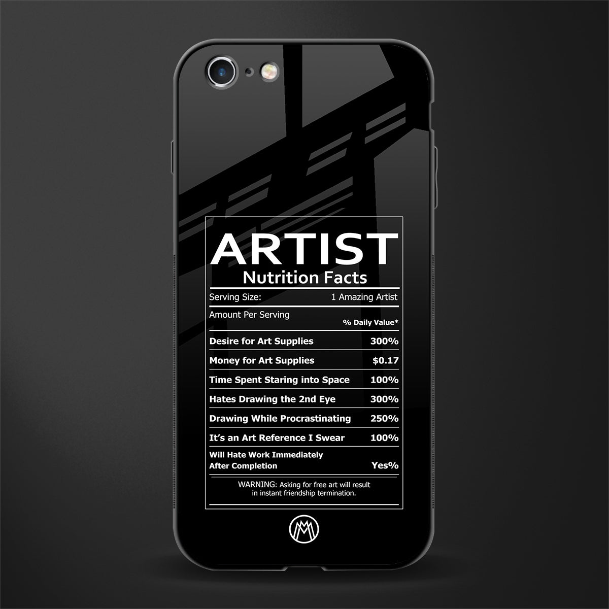 artist nutrition facts glass case for iphone 6 image