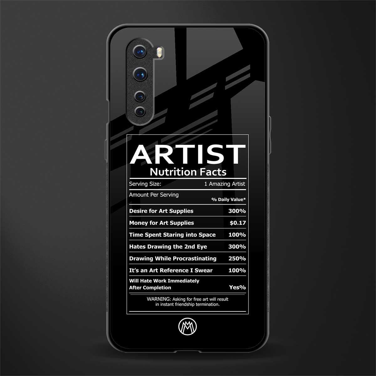 artist nutrition facts glass case for oneplus nord ac2001 image