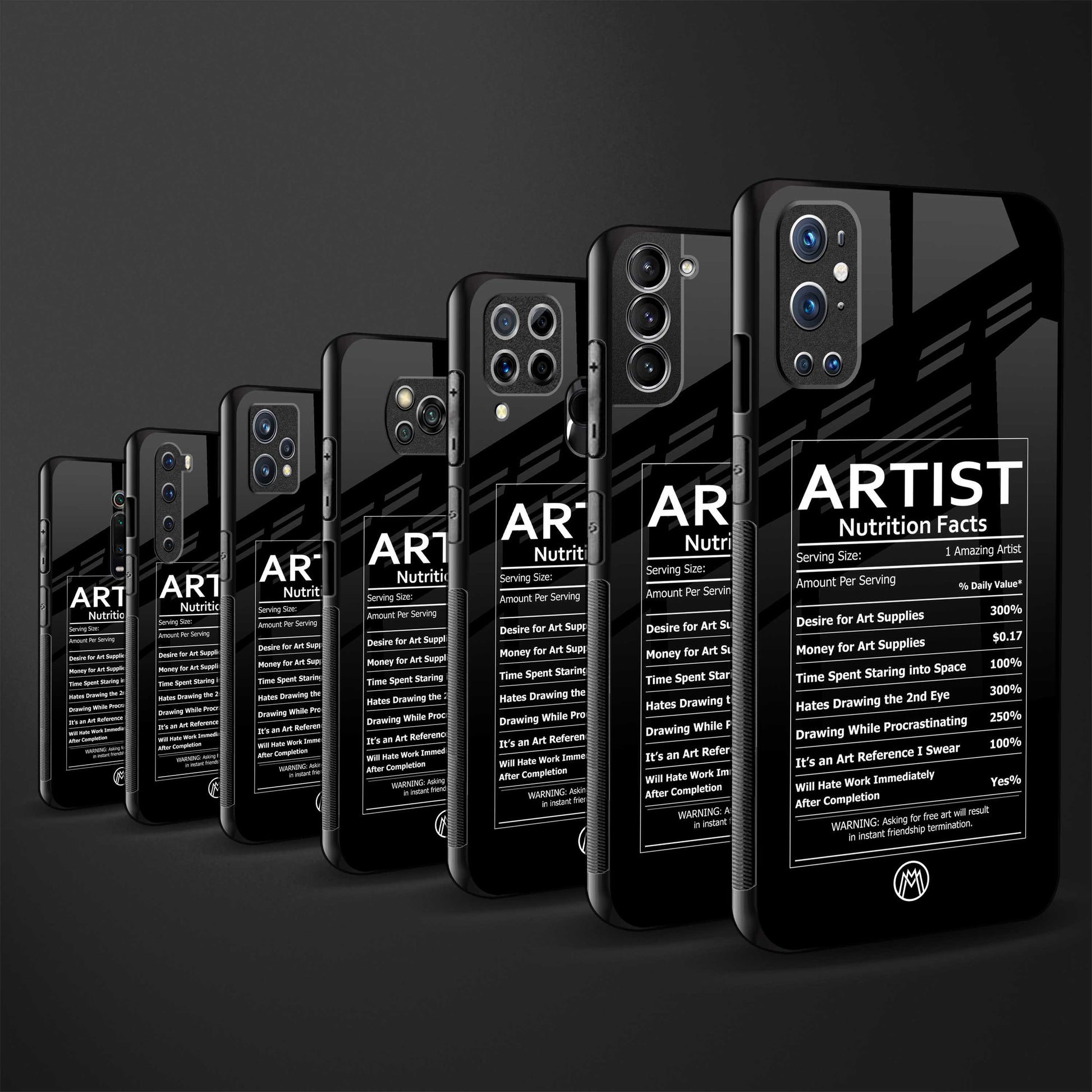 artist nutrition facts glass case for redmi 9c image-3