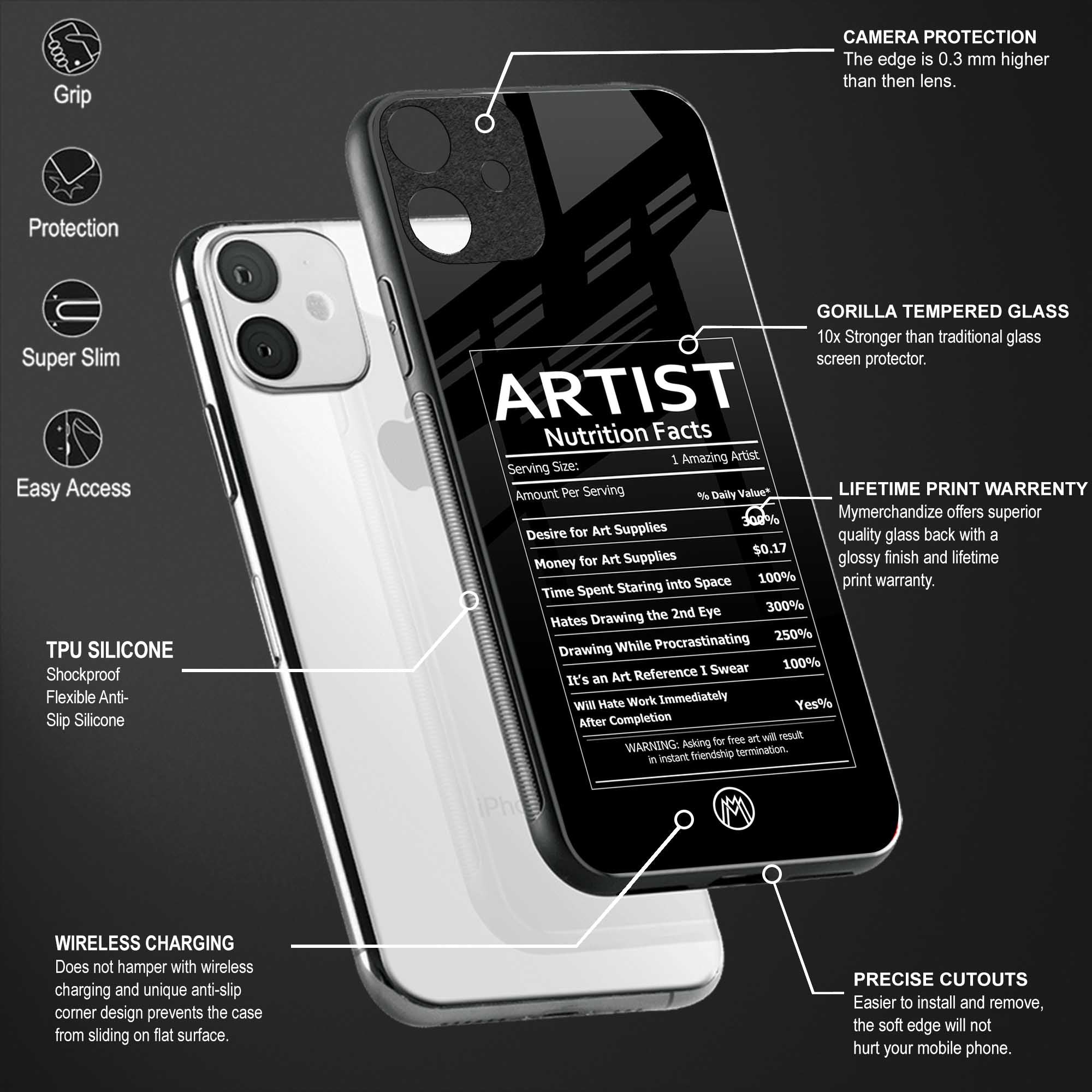 artist nutrition facts glass case for vivo y12 image-4