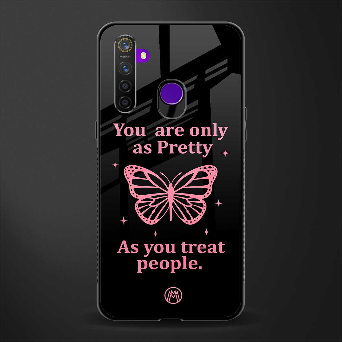 as pretty as you treat people glass case for realme 5 image