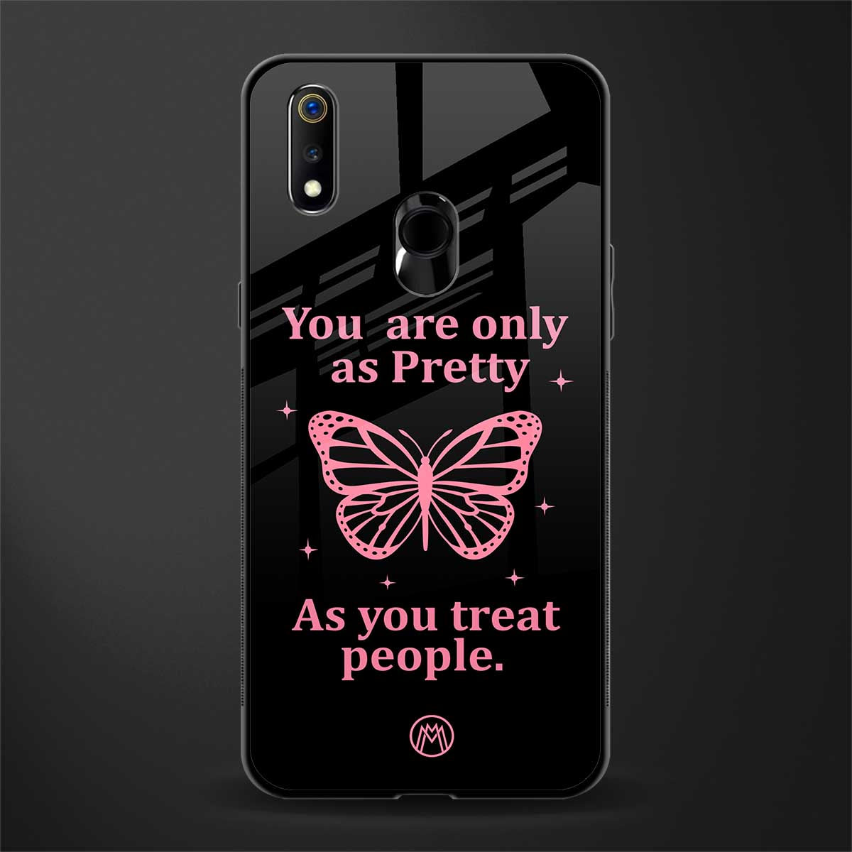 as pretty as you treat people glass case for realme 3 pro image