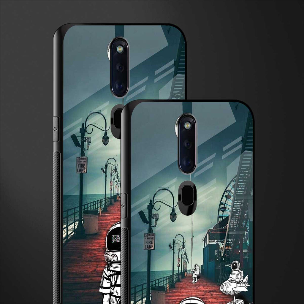 astronaut believer beach glass case for oppo f11 pro image-2
