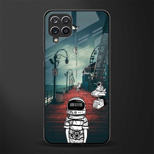 astronaut believer beach back phone cover | glass case for samsung galaxy a22 4g