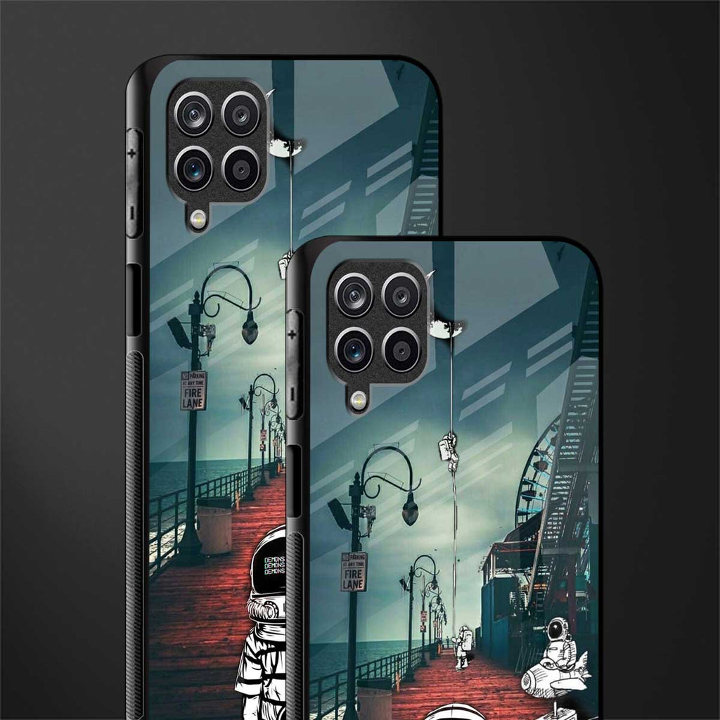 astronaut believer beach glass case for samsung galaxy f12 image-2