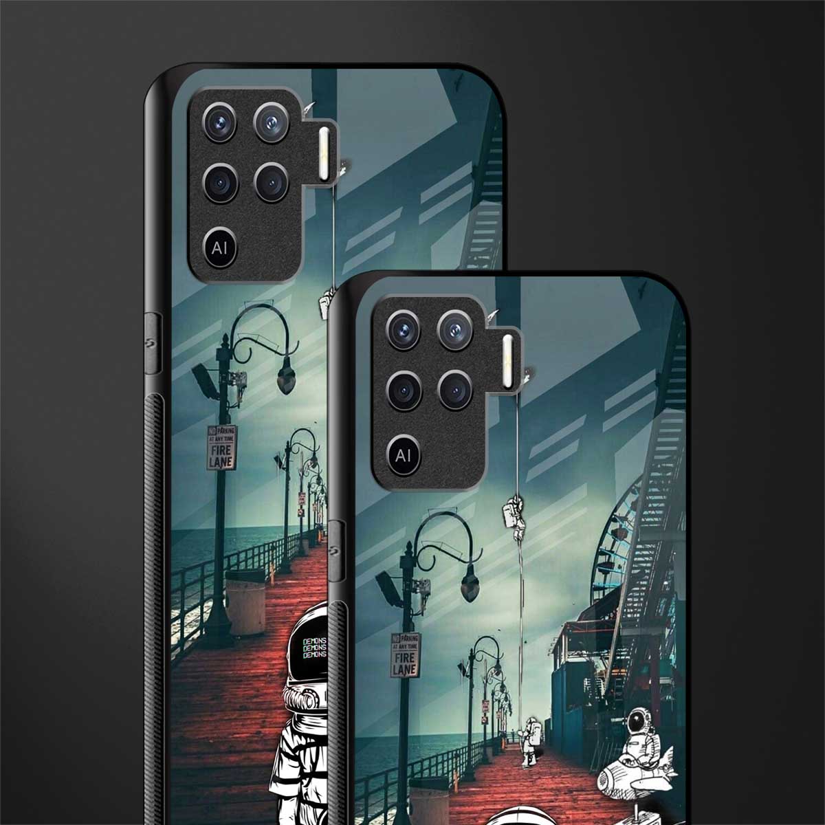 astronaut believer beach glass case for oppo f19 pro image-2