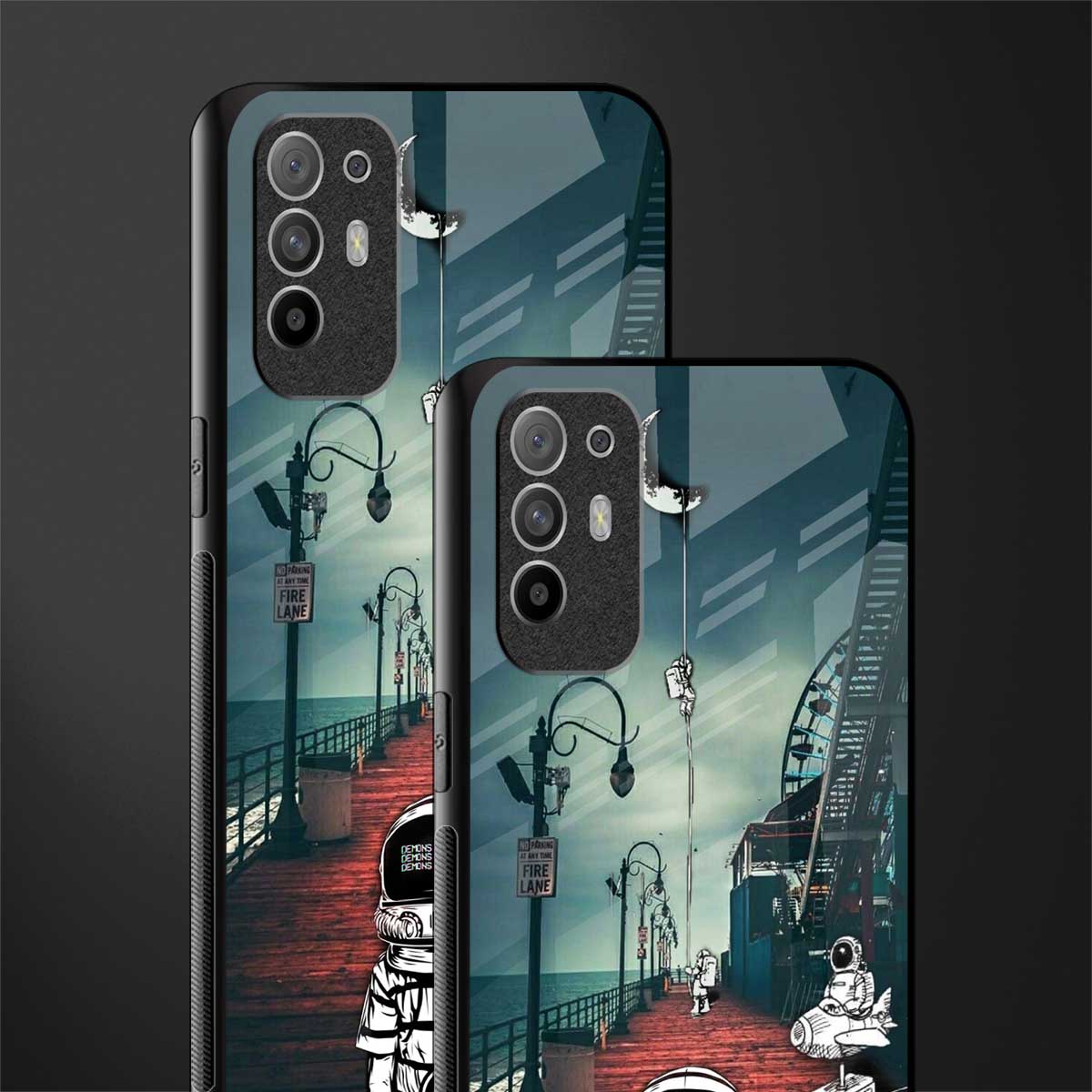 astronaut believer beach glass case for oppo f19 pro plus image-2