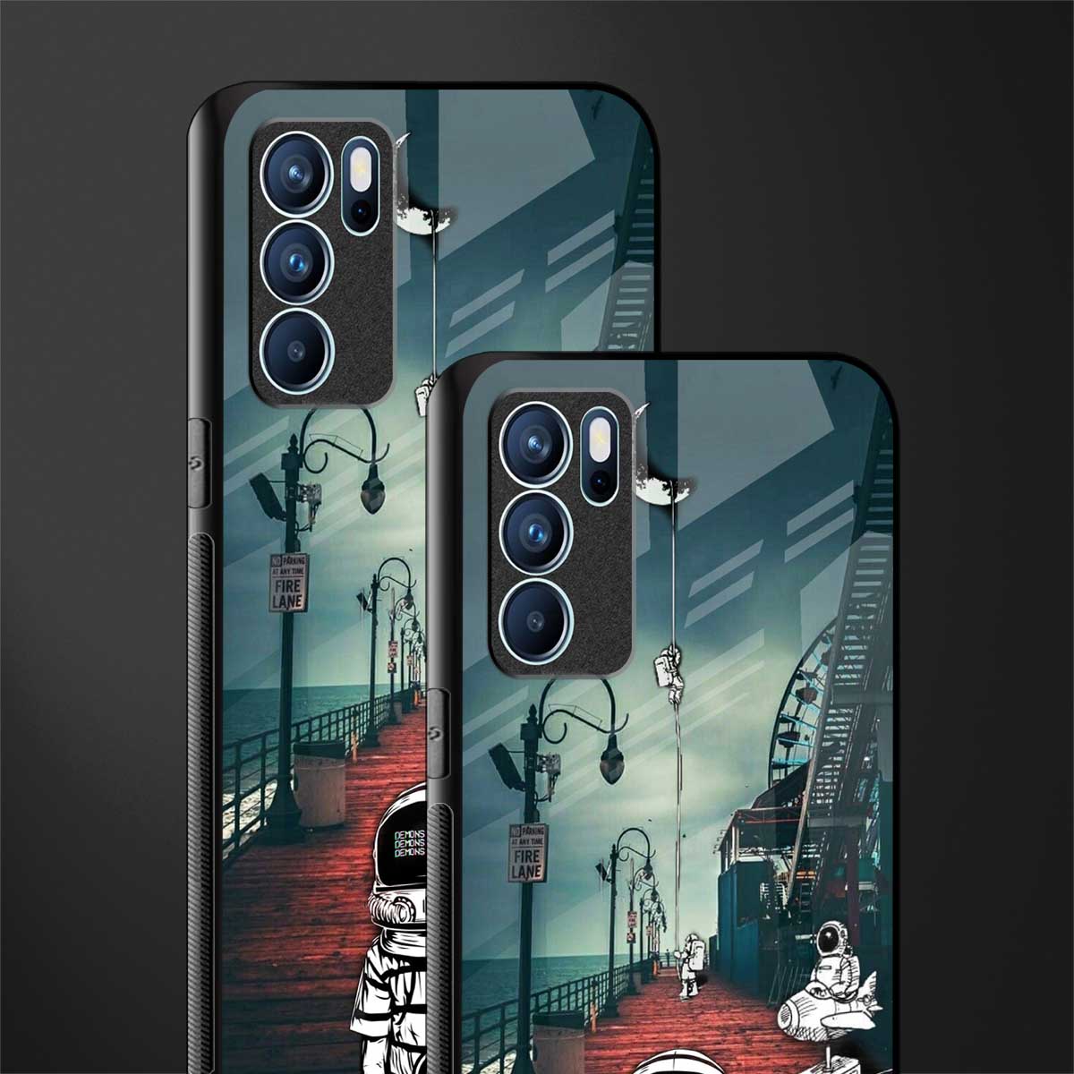 astronaut believer beach glass case for oppo reno6 5g image-2