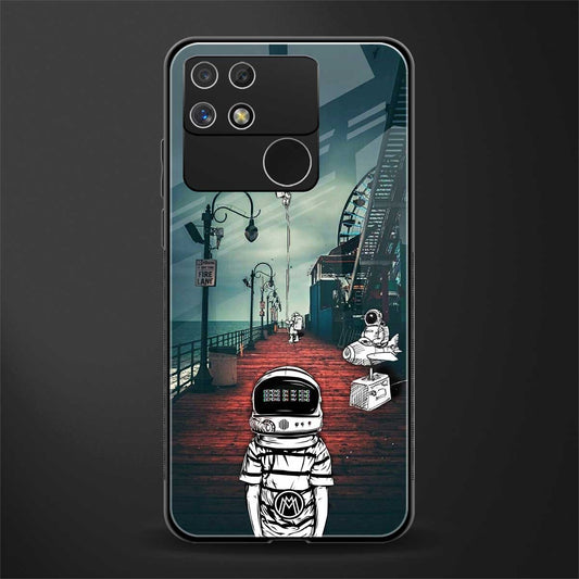 astronaut believer beach back phone cover | glass case for realme narzo 50a