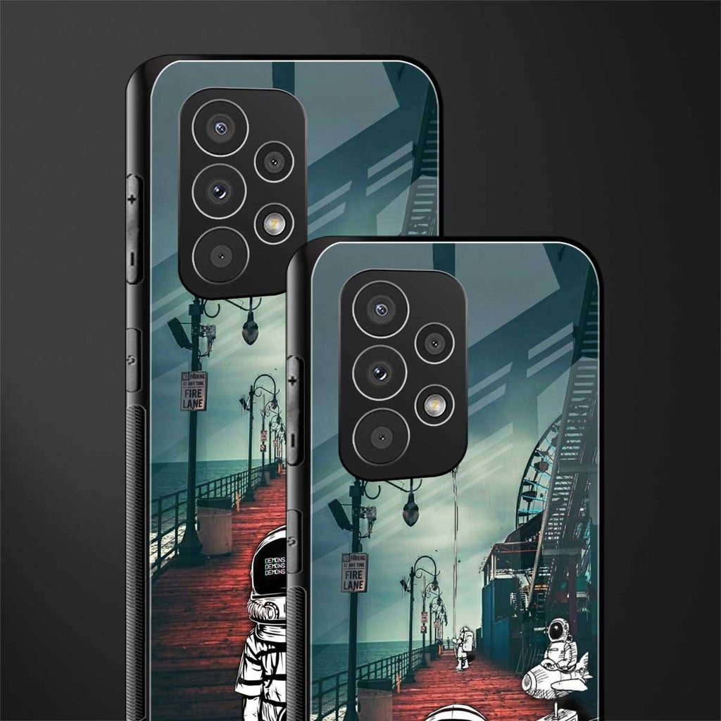 astronaut believer beach back phone cover | glass case for samsung galaxy a53 5g