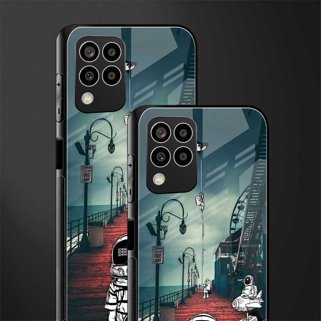 astronaut believer beach back phone cover | glass case for samsung galaxy m33 5g