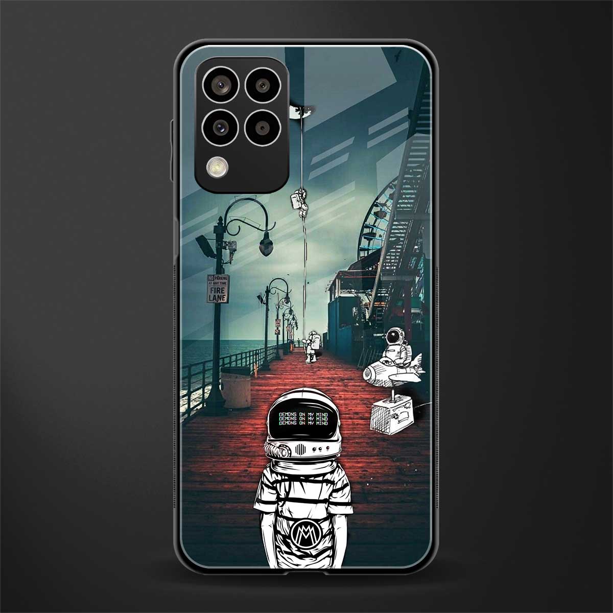astronaut believer beach back phone cover | glass case for samsung galaxy m33 5g