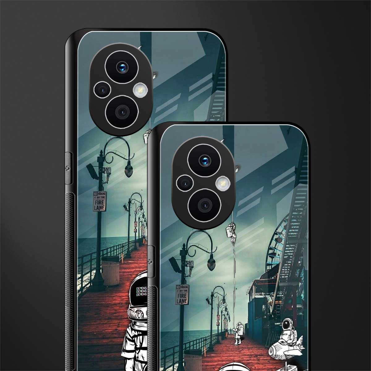 astronaut believer beach back phone cover | glass case for oppo f21 pro 5g