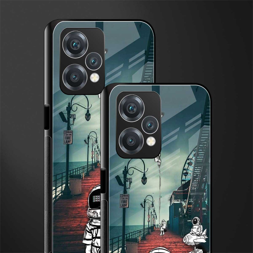 astronaut believer beach back phone cover | glass case for oneplus nord ce 2 lite 5g