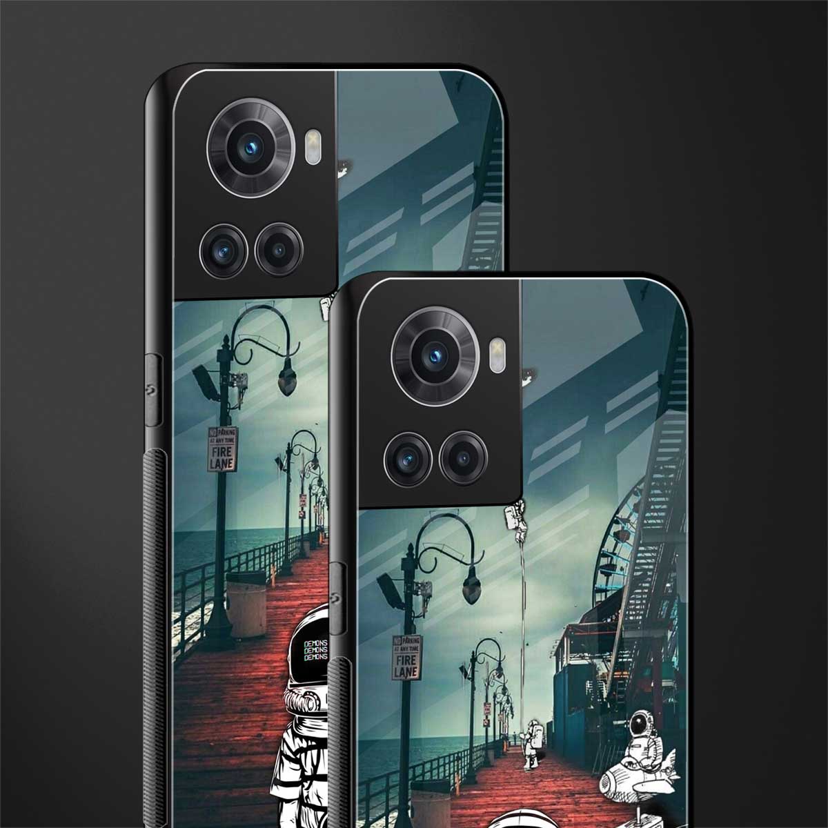 astronaut believer beach back phone cover | glass case for oneplus 10r 5g