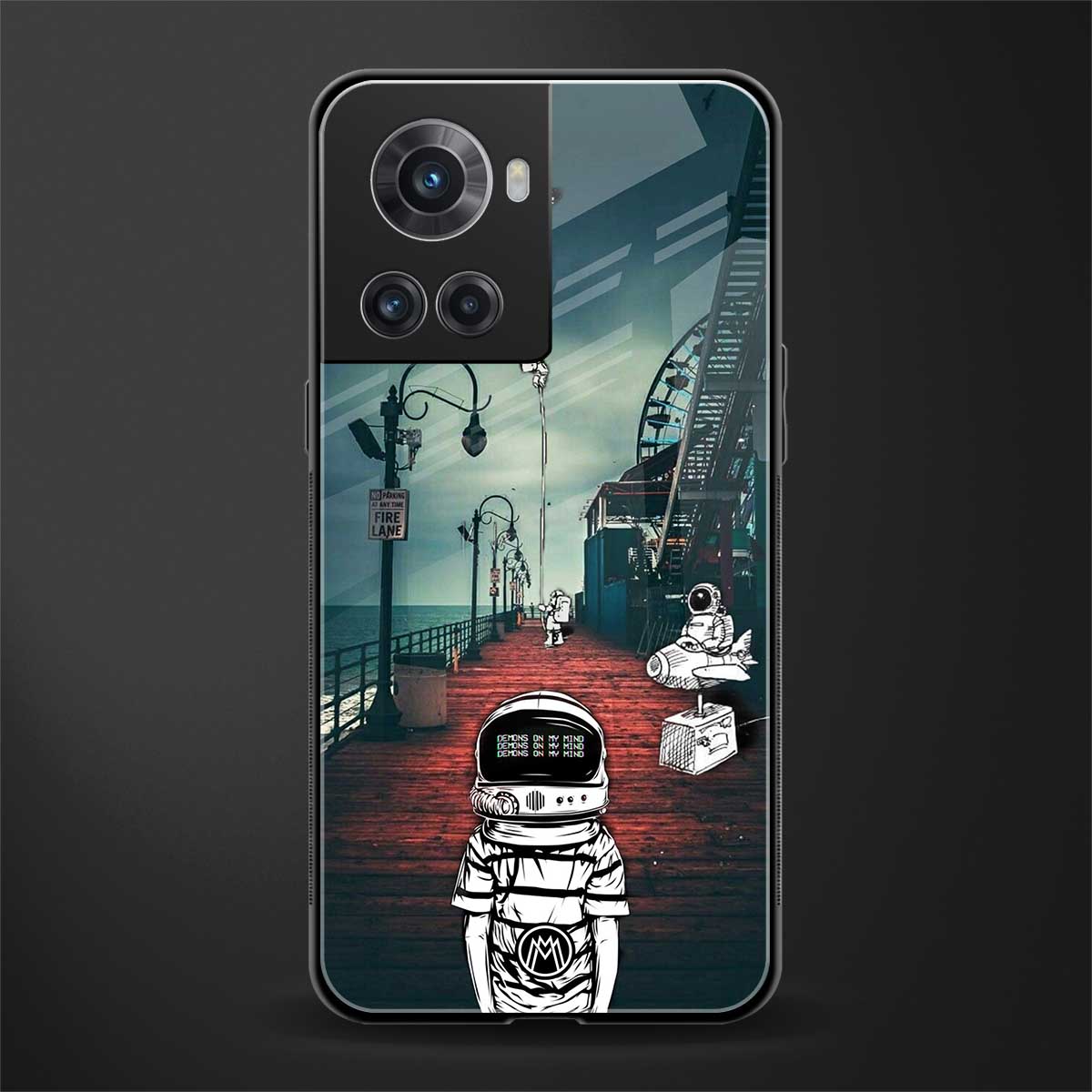 astronaut believer beach back phone cover | glass case for oneplus 10r 5g
