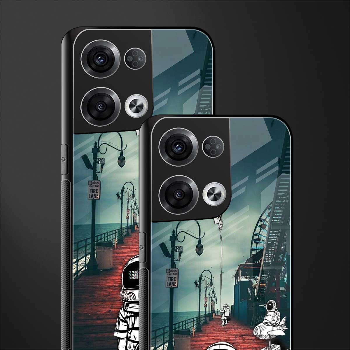 astronaut believer beach back phone cover | glass case for oppo reno 8