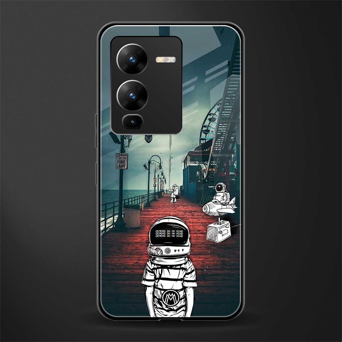 astronaut believer beach back phone cover | glass case for vivo v25 pro 5g