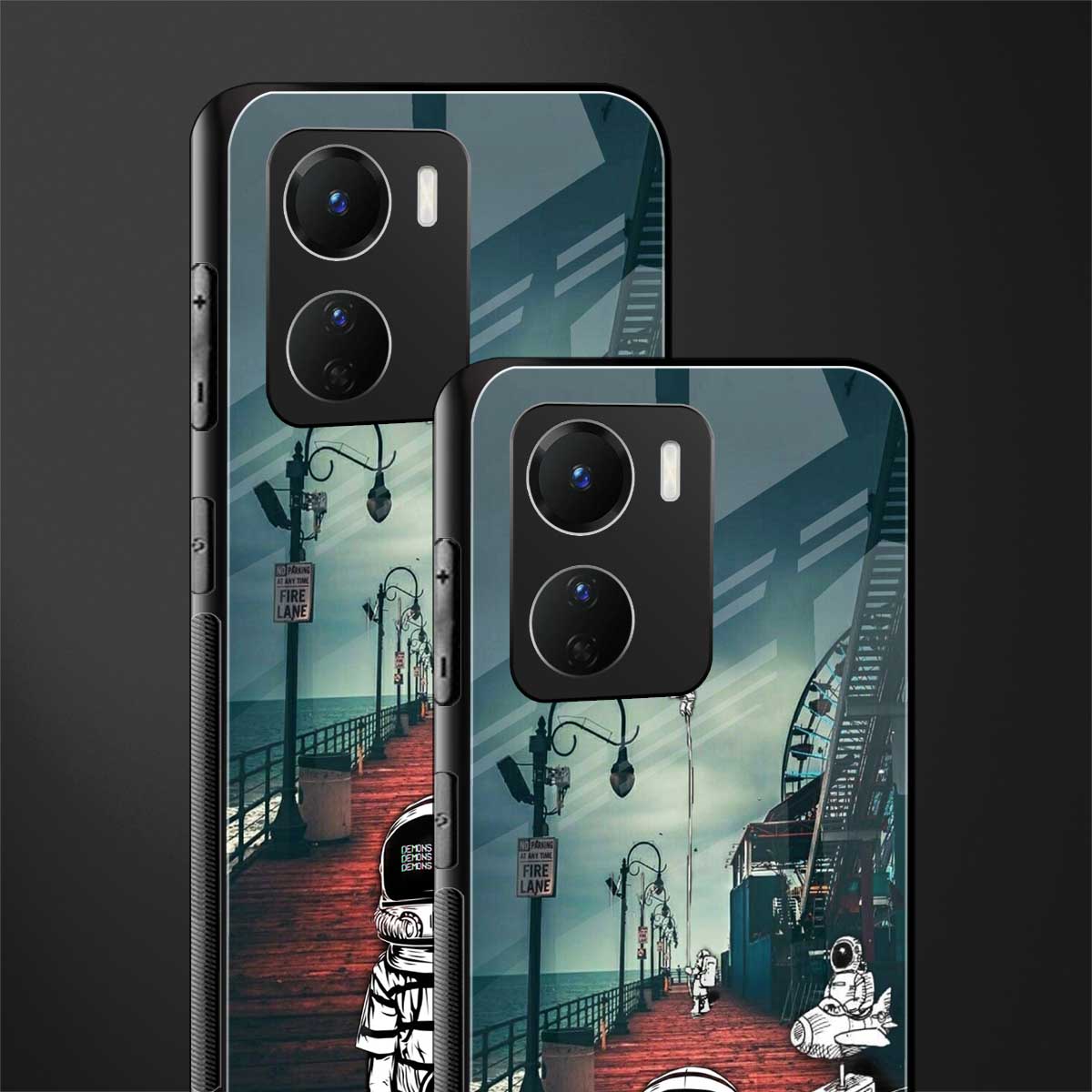 astronaut believer beach back phone cover | glass case for vivo y16