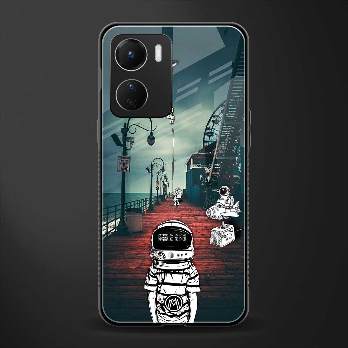 astronaut believer beach back phone cover | glass case for vivo y16
