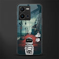 astronaut believer beach back phone cover | glass case for vivo y35 4g