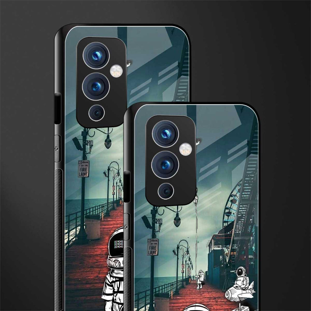 astronaut believer beach back phone cover | glass case for oneplus 9