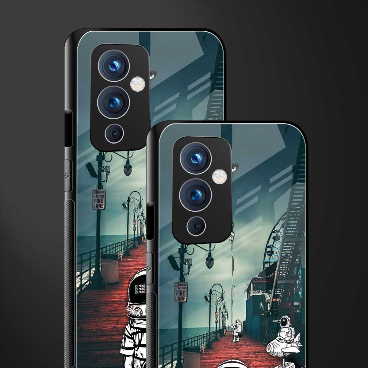 astronaut believer beach back phone cover | glass case for oneplus 9