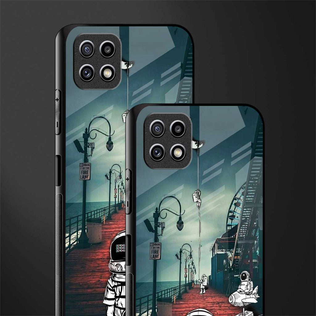 astronaut believer beach back phone cover | glass case for samsung galaxy f42
