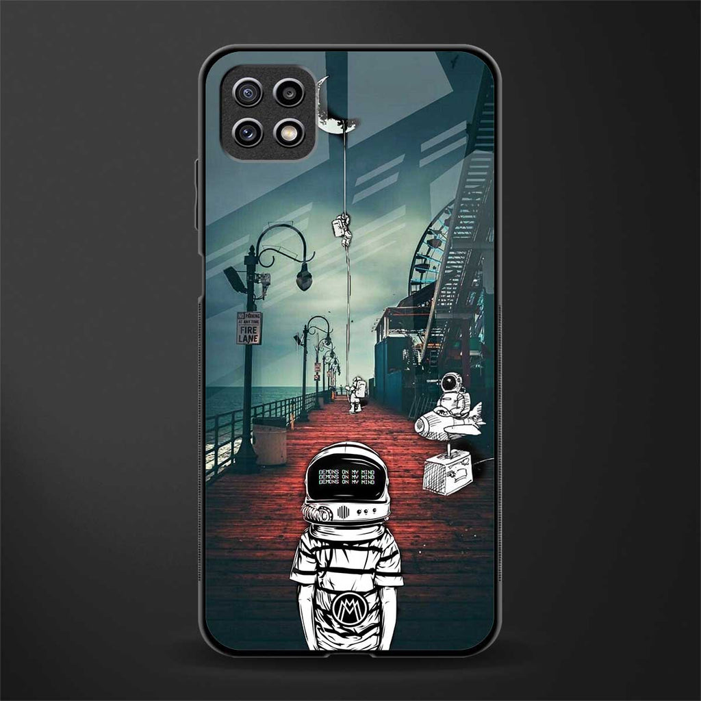 astronaut believer beach back phone cover | glass case for samsung galaxy f42