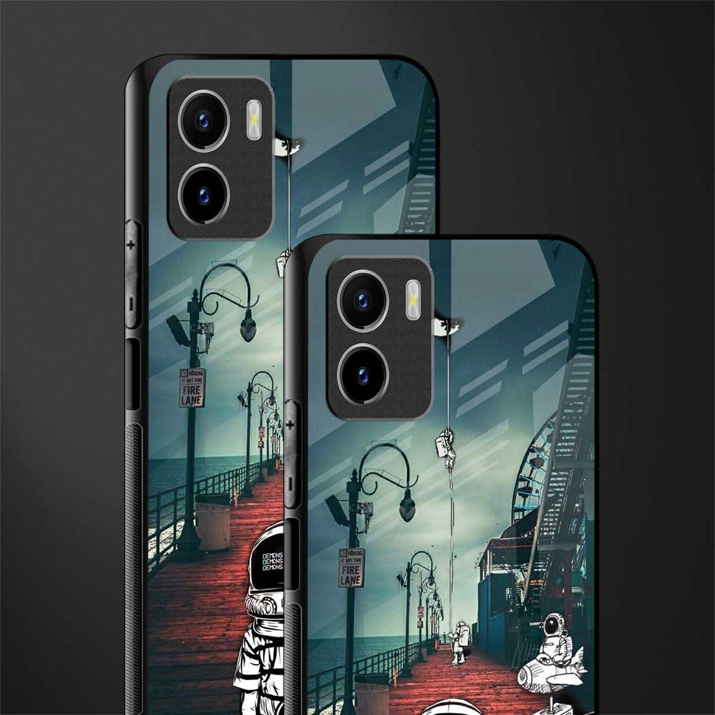 astronaut believer beach back phone cover | glass case for vivo y72
